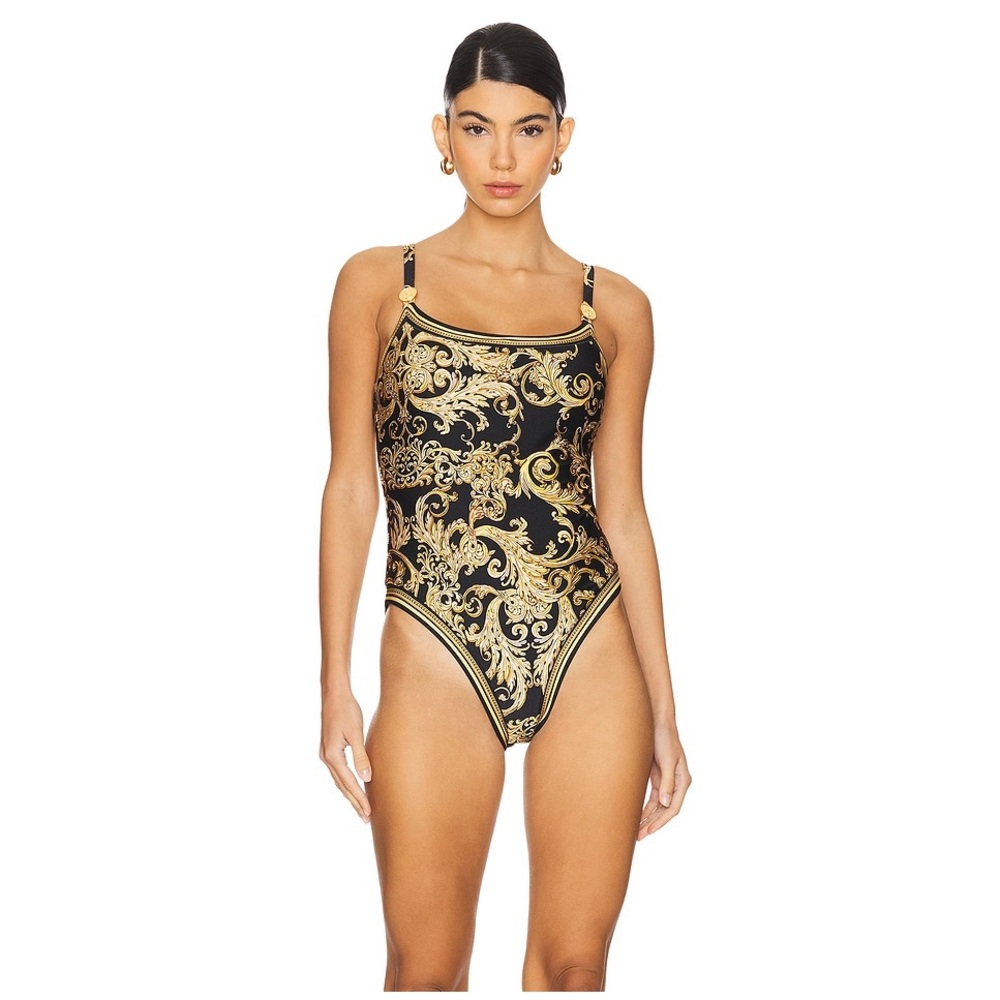 L'AGENCE Remi Baroque Basic Lingerie One Piece Swimsuit in Black
